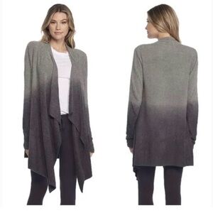 Women's Barefoot Dreams Gray Ombre Sweater Cardigan Cozy Chic Lite
